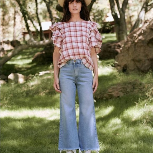 THE GREAT. Whisper Brick Plaid Shirt Size 3 - Picture 2 of 5